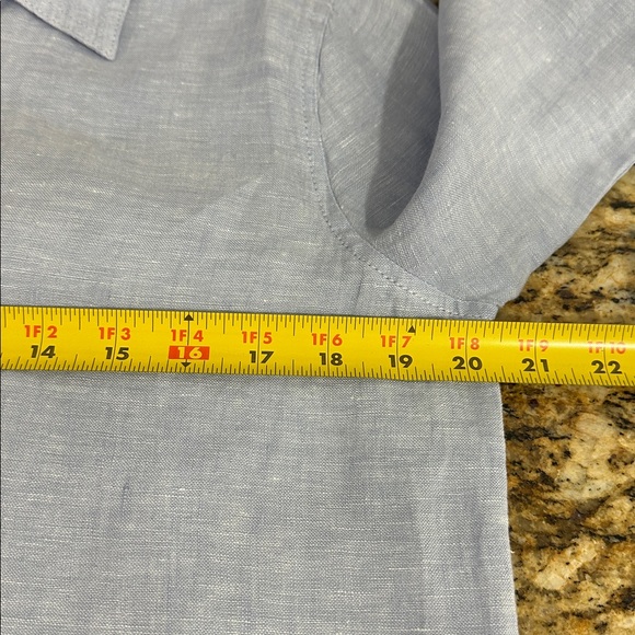 Tahari Linen Casual Long Sleeve Button Down Shirt In Blue Size M - Picture 8 of 9
